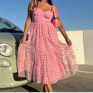 Betsey Johnson Pink Heart Midi Dress